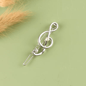 Music Bumblebees Music Gifts Music Themed Hair Clip - Silver with Pearl and Crystal