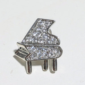 Sparkling Crystal Grand Piano Brooch - Full Rhinestone Silver Tone Pin | Luxury Gift for Pianists