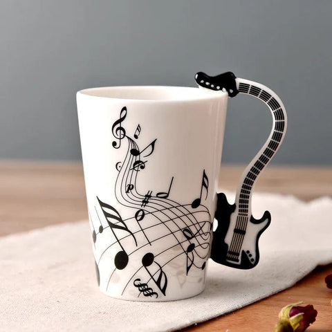 Image of Music Bumblebees Music Mug Music Themed Cup with Electric Guitar Handle
