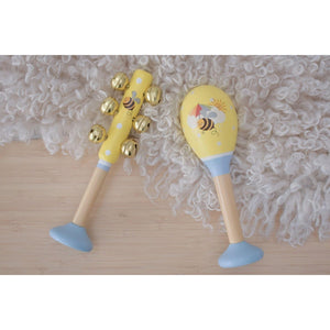 Kaper Kidz Music Party Needs Bumblebees Maraca and Bellstick Children Musical Instrument Set