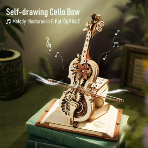 Music Bumblebees Music Party Needs ROKR Magic Cello Mechanical Music Box 3D Wooden Puzzle (AMK63)