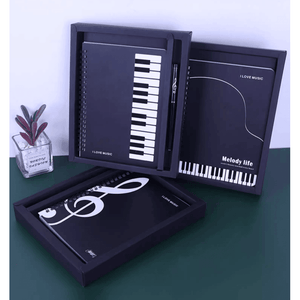 Music Bumblebees Music Stationery Box Set with Black G Clef Pen and Music Themed Note Book