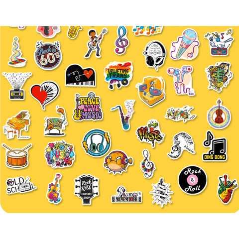 Image of Music Bumblebees Music Stickers Music Themed Individual Stickers - Cool Music Pack of 50