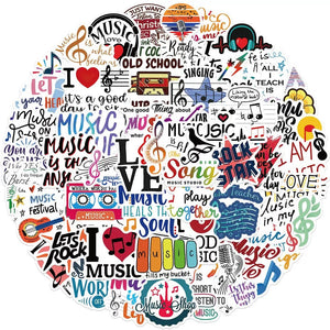 Music Bumblebees Music Stickers Music Themed Individual Stickers - Music Words Pack of 50