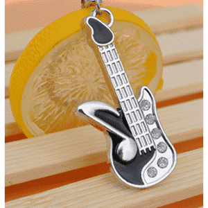 Music Bumblebees Featured Products,Music Gifts,For Students,New Arrivals Music Themed Keyring - Electric Guitar with Crystal