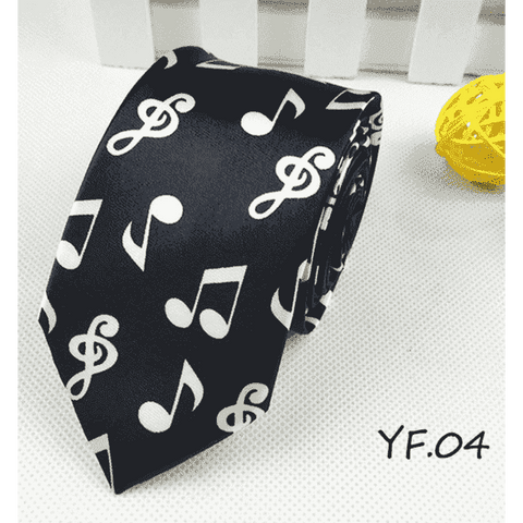 Image of vendor-unknown Featured Products,Products,Music Gifts,For Performers,For Him Black Music Notes Music Themed Neck Ties - Music Notes, Guitars, Keyboard