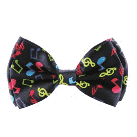 Image of Music Bumblebees Featured Products,Products,Music Gifts,For Performers,For Him Black with Colour Music Notes Bow Tie with Music Notes/Scores