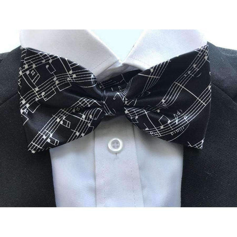 Image of Music Bumblebees Featured Products,Products,Music Gifts,For Performers,For Him Black with Music Scores Bow Tie with Music Notes/Scores