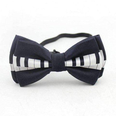 Image of Music Bumblebees Featured Products,Products,Music Gifts,For Performers,For Him Black with Piano/Keyboard Bow Tie with Music Notes/Scores