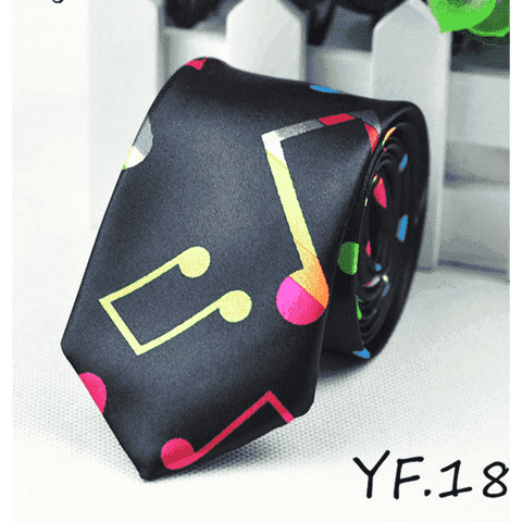Image of vendor-unknown Featured Products,Products,Music Gifts,For Performers,For Him Colour Music Notes with Black Music Themed Neck Ties - Music Notes, Guitars, Keyboard