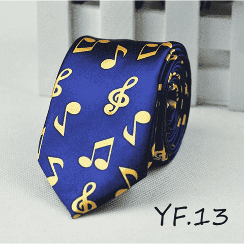 Image of vendor-unknown Featured Products,Products,Music Gifts,For Performers,For Him Gold Music Notes with Blue Music Themed Neck Ties - Music Notes, Guitars, Keyboard