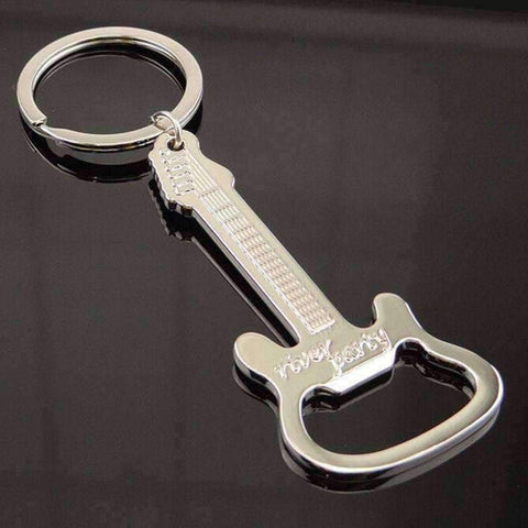 Image of vendor-unknown Featured Products,Products,Music Gifts,Mother's Day Special,Music Gifts for Kids Guitar Bottle Opener Keyring key chain- Silver