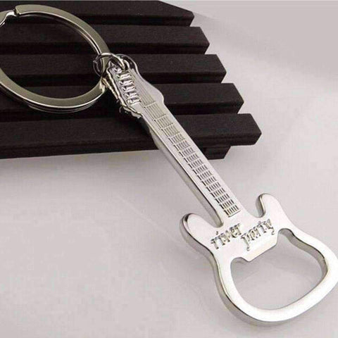 Image of vendor-unknown Featured Products,Products,Music Gifts,Mother's Day Special,Music Gifts for Kids Guitar Bottle Opener Keyring key chain- Silver