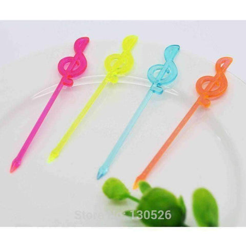 Image of Music Bumblebees Featured Products,Products,Music Gifts Music Themed Long Fruits Party Forks/Picks - Set of 50 with 5 colours with Treble Clef