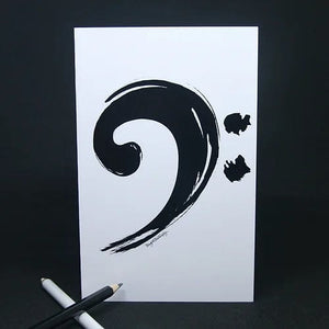Bright Butterfly Greeting Cards Black Bass Clef On White Greeting Card by Bright Butterfly