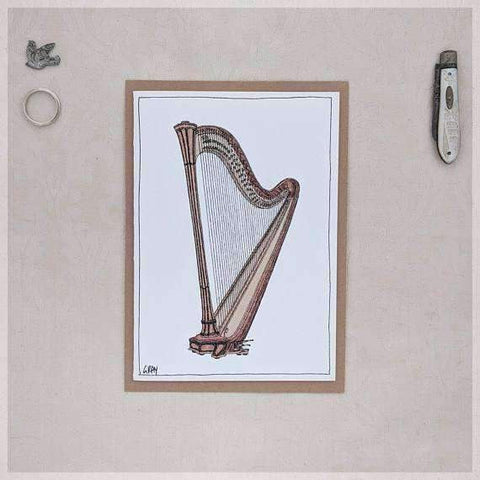 Image of Erlenmeyer Greeting Cards Harp ~ Gift Card featuring Watercolour & Ink Illustration by Stephanie Gray