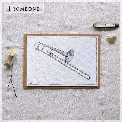 Image of Erlenmeyer Greeting Cards Trombone ~ Gift Card featuring Watercolour & Ink Illustration by Stephanie Gray