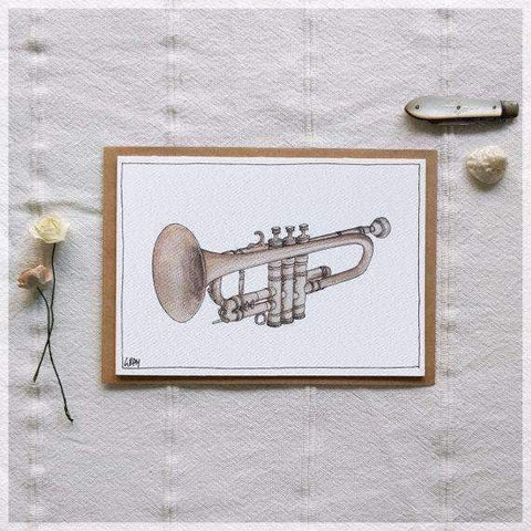 Image of Erlenmeyer Greeting Cards Trumpet ~ Gift Card featuring Watercolour & Ink Illustration by Stephanie Gray