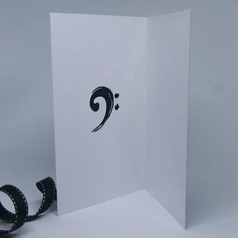 Image of Bright Butterfly Greeting Cards White Bass Clef On Black Greeting Card by Bright Butterfly