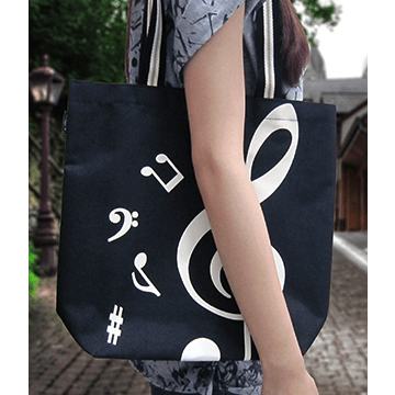 Image of Music Bumblebees Music Bag G Clef/ Treble Clef Music Canvas Tote Bag Black