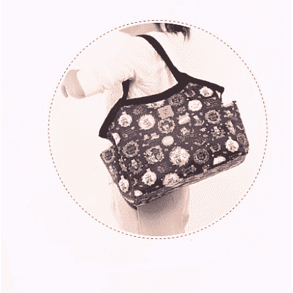 Image of Music Bumblebees Music Bag Large Classic Shoulder Bag (Water Resistant) (Brown Stripe on Black Pattern) - Kittens & Keys Series