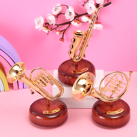 Image of Taobao Music Boxes Brass Instruments Rotating Music Box - French Horn, Tuba and Saxophone