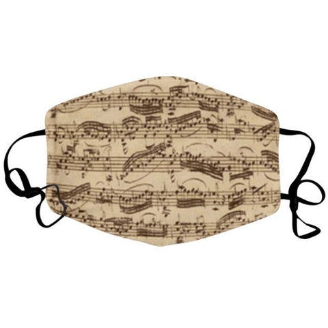 Image of Music Bumblebees Music Fashion Light Brown with Music Scores Music Themed Face Mask - various designs