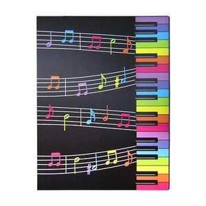Music Bumblebees Music Folder A4 Clear Display Music Folder (20 pockets) - Black with Colourful Keyboard