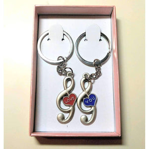 Music Bumblebees Music Gifts Music Themed Keyring - Love you (Set of 2 with gift box)