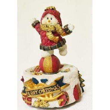 Image of Music Bumblebees Music Gifts Snowman Standing on 1 leg Red Snowman Music Box - We Wish You A Merry Christmas
