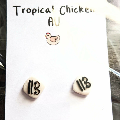 Image of Music Bumblebees Music Jewellery Alto Clefs Handmade Music Themed Earrings - Tropical Chicken