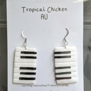 Music Bumblebees Music Jewellery Handmade Music Themed Earrings Piano/Keyboard - Tropical Chicken