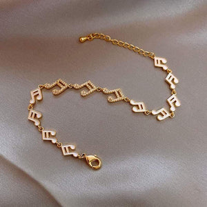 Music Bumblebees Music Jewellery Ladies Bangle Bracelets with Semiquavers Gold with Crystals