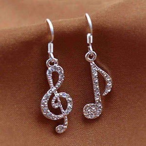 Music Bumblebees Music Jewellery Music Note Silver Plated Earrings - G Clef and Quaver