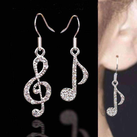 Image of Music Bumblebees Music Jewellery Music Note Silver Plated Earrings - G Clef and Quaver