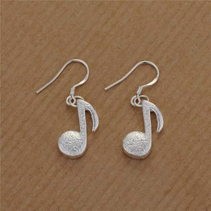 Music Bumblebees Music Jewellery Music Note Silver Plated Earrings - Quaver