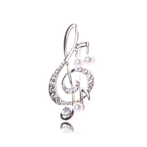 Elegant G Clef Treble Clef Brooch with Pearls & Crystals - Music Lover's Pin Australian Music Gifts