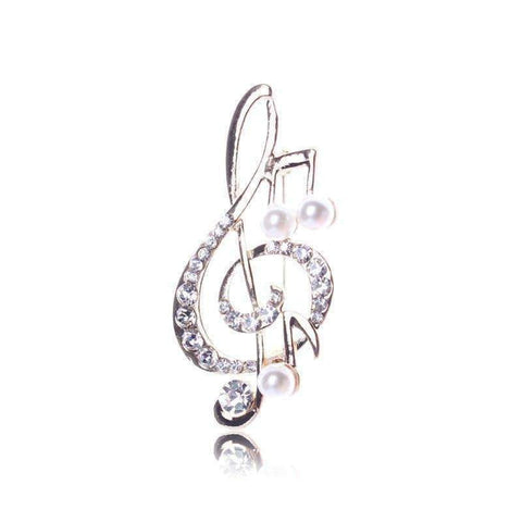 Image of Music Bumblebees Music Jewellery Music Notes Brooch / Pin - Gold with Crystals and Pearls