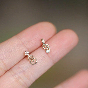 Music Bumblebees Music Jewellery Treble Clef and Violin/Cello Earrings with Sparkles