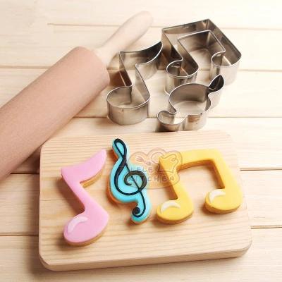 Image of Music Bumblebees Music Kitchen Music Themed Metal Cookie Cutters - Set of 3, Beamed Quaver, G Clef and Quaver