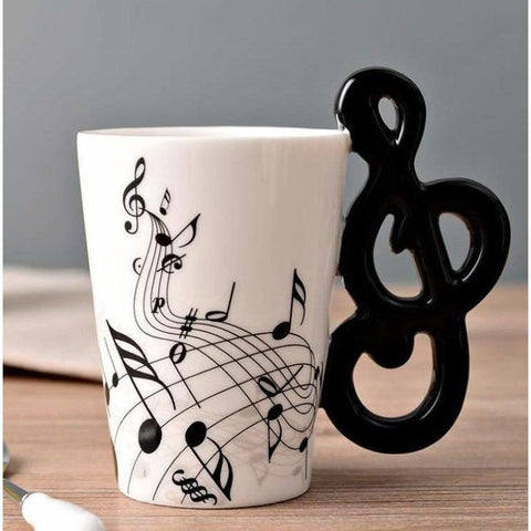 Image of Music Bumblebees Music Mug Music Themed Mug with G Clef Handle