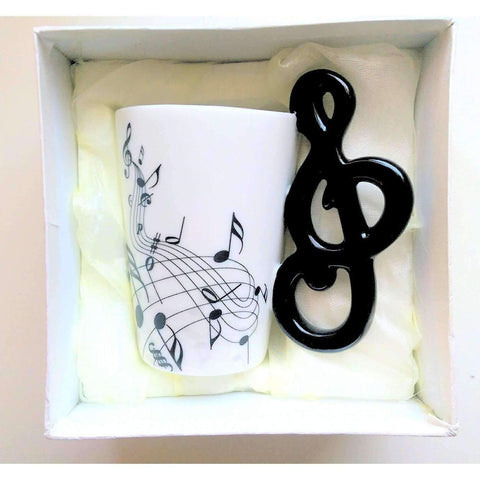 Image of Music Bumblebees Music Mug Music Themed Mug with G Clef Handle