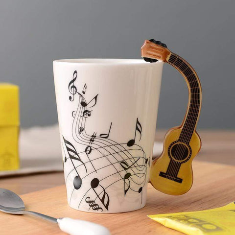 Image of Music Bumblebees Music Mug Music Themed Mug with Guitar Handle