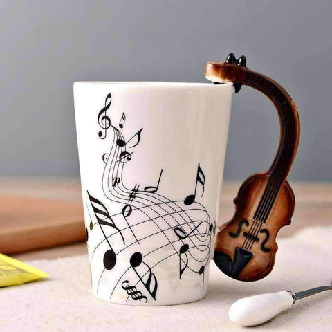 Image of Music Bumblebees Music Mug Music Themed Mug with Violin Handle