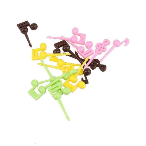 Image of Music Bumblebees Music Party Needs Music Themed Fruits Party Forks/Picks - Set of 16 with 4 colours music notes