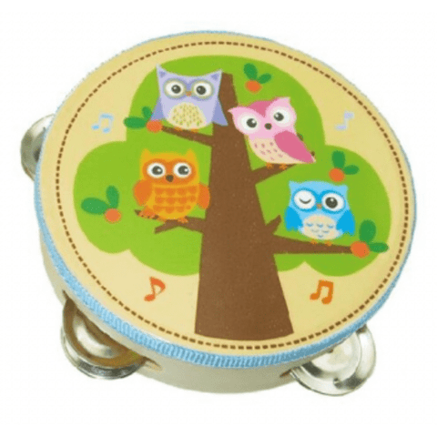 Image of Toyslink Music Party Needs Owls Children Wooden Tambourine - Unicorn, Forest Animals or Owls