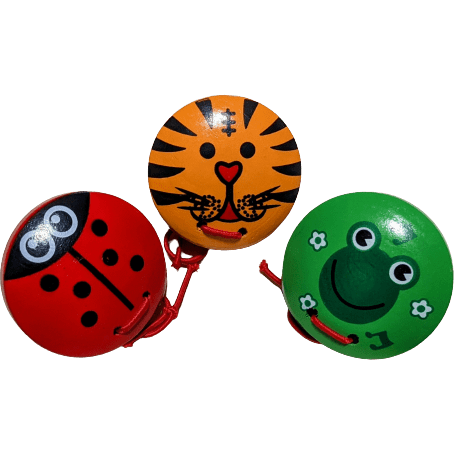 Image of Toyslink Music Party Needs Round Wooden Animal Castanet - Tiger, Frog and Bug