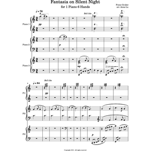 Music Bumblebees Music Publications Fantasia on Silent Night - 1 Piano 6 Hands (Digital Download)