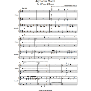 Music Bumblebees Music Publications Joy to the World - 1 Piano 4 Hands (Digital Download)