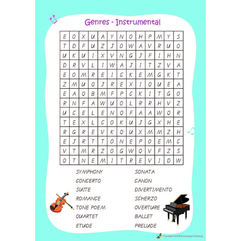 Image of Music Bumblebees Music Publications Word Search Worksheets - Combination of all worksheets 10 pages Music Bumblebees Word Search Worksheets (Digital Download)